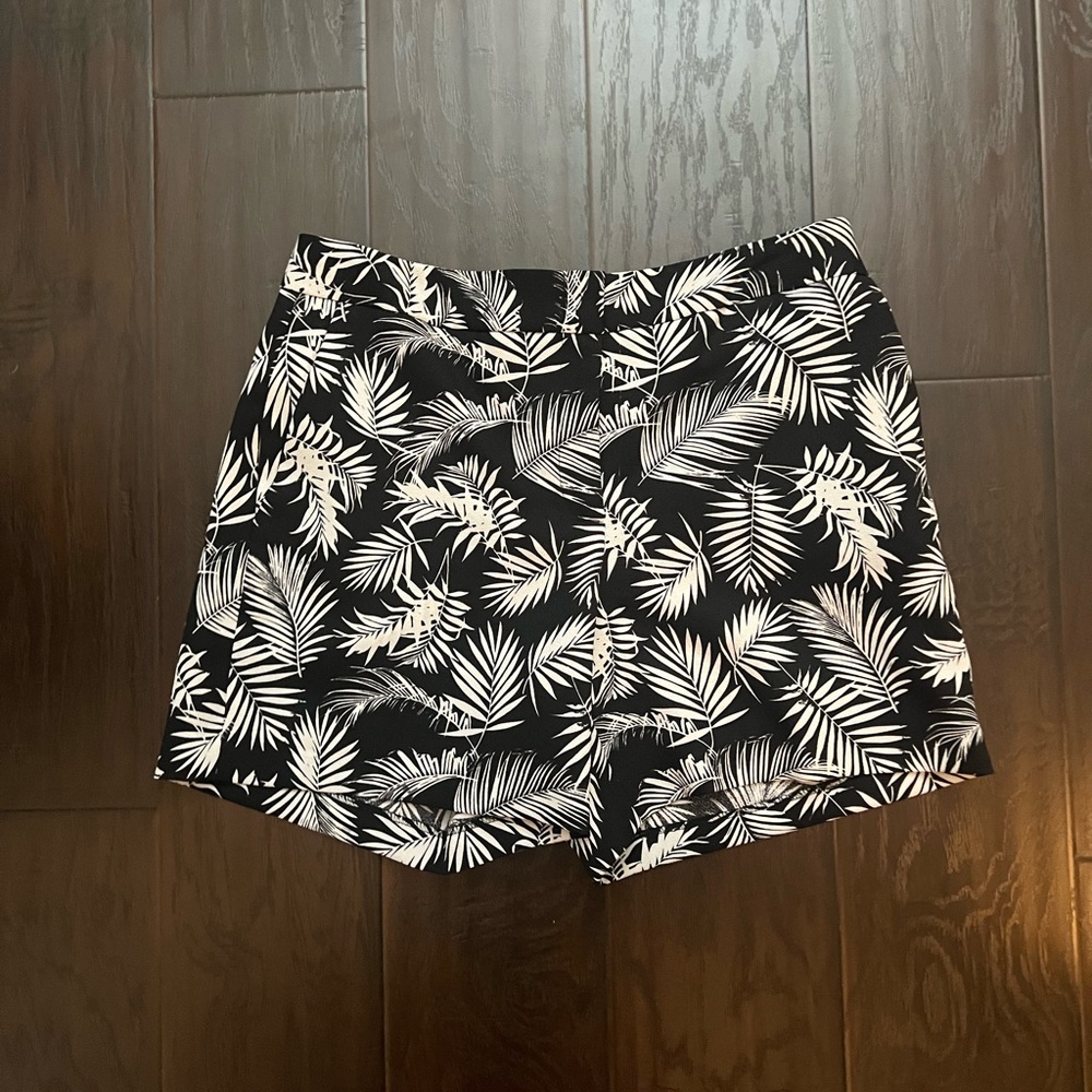 Black & White Palm Printed Trouser Shorts